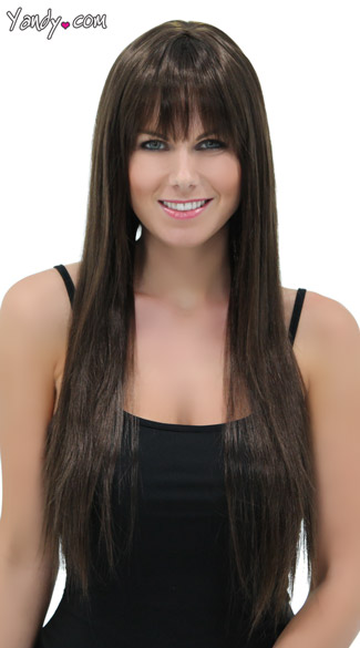 Rich Chocolate Straigh Layered Wig, Blush Jewel Chocolate Wig, Dark Brown Long Wig