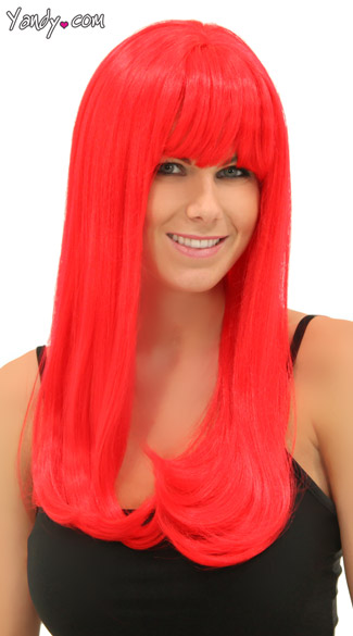 Ruby Red Sweetheart Wig, Blush kelly Red Ruby Wig, Long Red Wig
