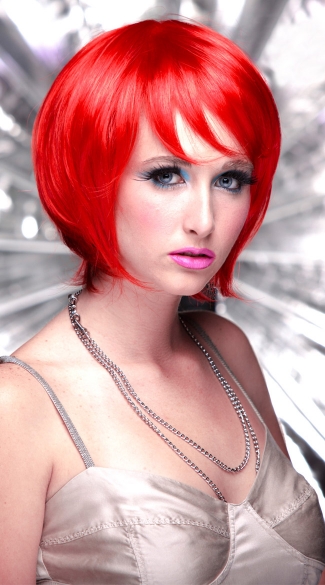 Fire Engine Red Short Bob Wig, Blush Mystic Fire Engine Red Wig, Red Short Wig