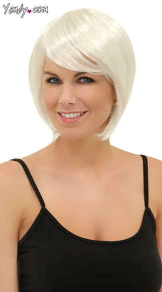 White Short Bob Wig, Blush Mystic Snow Wig, Short White Wig