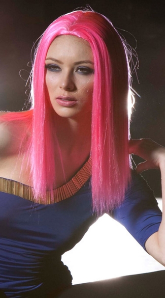 Pink Explosion Medium Length Straight Wig, Blush Zen Pink Explosion, Hot Pink Straight Wig