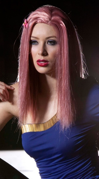 Light Pink Medium Length Straight Wig