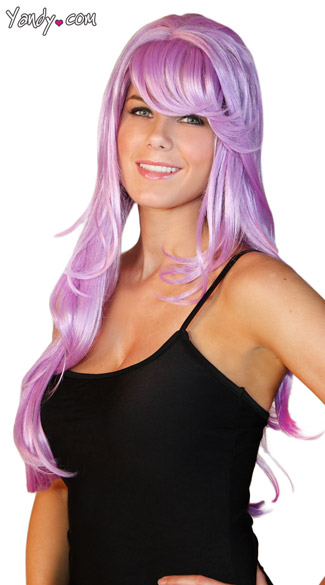 Deluxe Long Violet Wig, Long Purple Wig, Light Purple Costume Wig, Purple Layered Wig