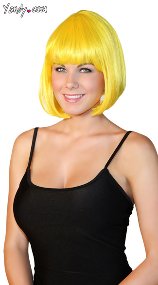 Sunshine Yellow Bobbed Wig, Yellow Wig, Yellow Bob Wig, Short Yellow Wig