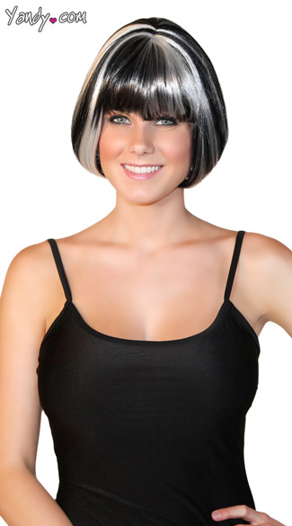 Eclipse Mini Bob Wig, Black And Silver Wig, Short Length Wig, Short Black Wig, Eclipse Wig
