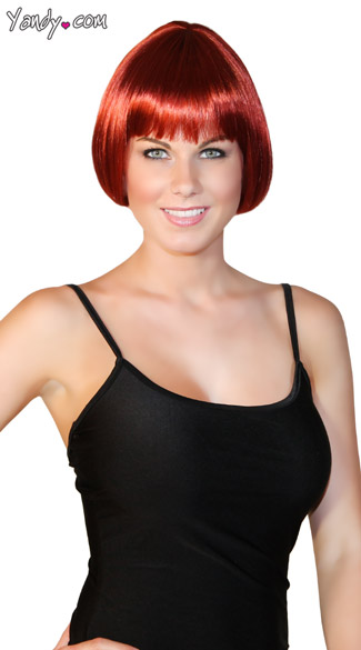 Henna Red Mini Bob Wig, Henna Red Wig, Dark Red Costume Wig, Short Red Wig