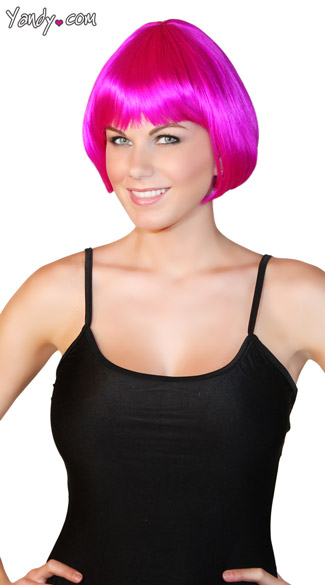 Magenta Mini Bob Wig, Short Magenta Wig, Short Hot Pink Wig, Magenta Costume Wig