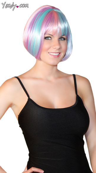 Deluxe Venus Mini Bob Wig, Unicorn Costume Wig, Pastel Colored Wig