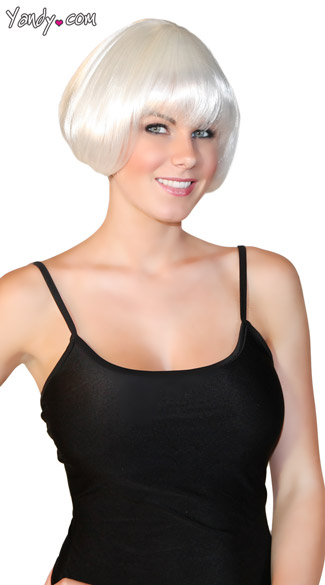Deluxe White Mini Bob Wig, Short White Wig, White Costume Wig, Bobbed White Wig