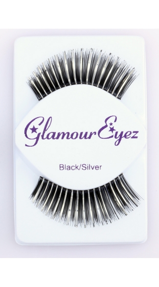 Long Black and Silver False Eyelashes, False Lashes, Silver Eyelashes