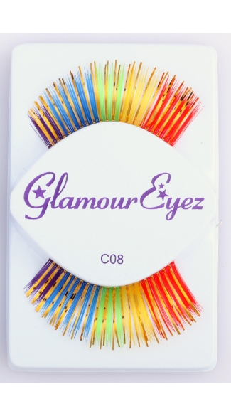 Rainbow with Gold Eyelashes, Colored Eyelashes, Rainbow Lashes