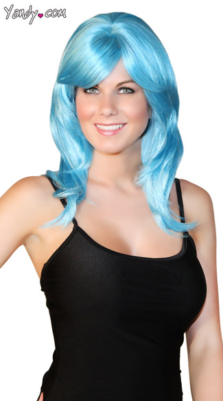 Light Blue Fantasy Wig, Light Blue Wig, Layered Blue Wig, Blue Womens Wig