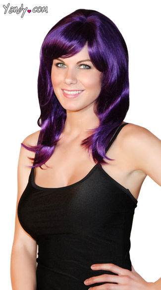 Purple Fantasy Wig, Dark Purple Wig, Layered Purple Wig, Womens Purple Wig