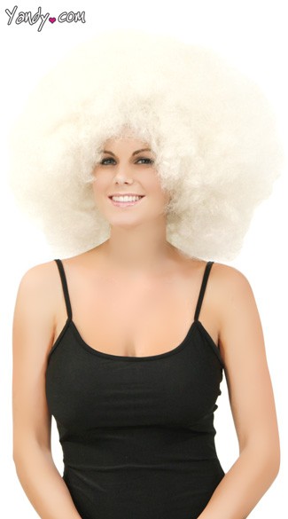 Big White Jumbo Afro Wig, White Jumbo Wig, White Jumbo Clown Wig
