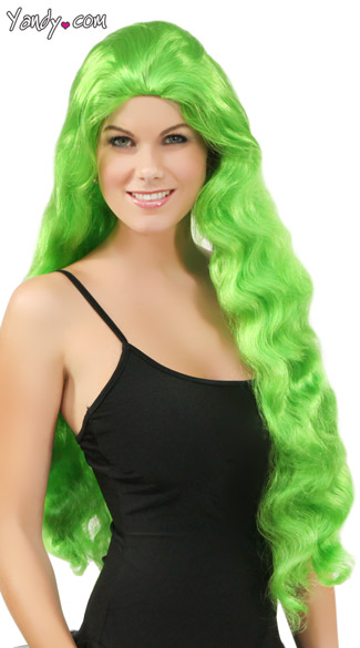 Wavy Neon Green Wig