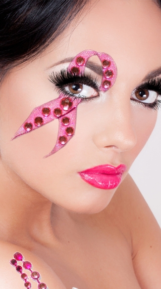 Breast Cancer Eye Sticker, Breast Cancer Awareness Sticker, Breast Cancer Awareness Body Art