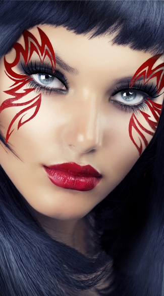 Red Monarch Mask, Red Flame Eye Mask, Red Body Sticker Mask