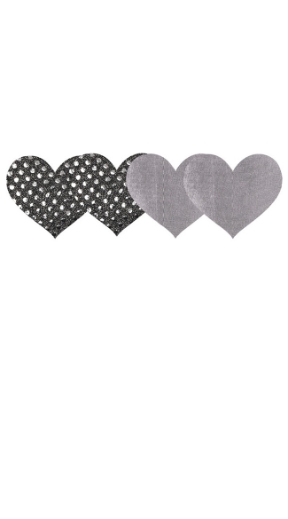 Dark Angel Hearts Pasties, Silver Heart Pasties