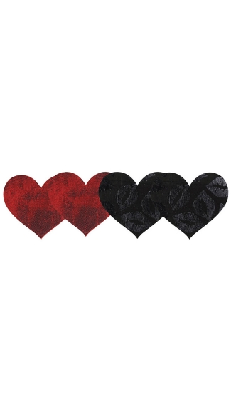 Stolen Kisses Hearts Pasties, Red Heart Pasties, Lip Print Pasties
