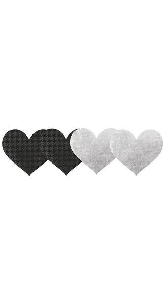 Private Plane Hearts Pasties, Houndstooth Pattern Pasties, Metallic Heart Pasties