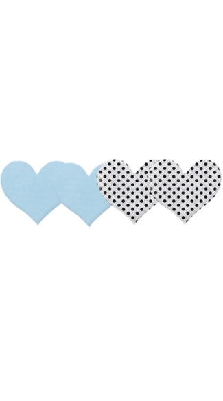 True Blue Hearts Pasties, Light Blue Heart Pasties, Silver Sequin Pasties