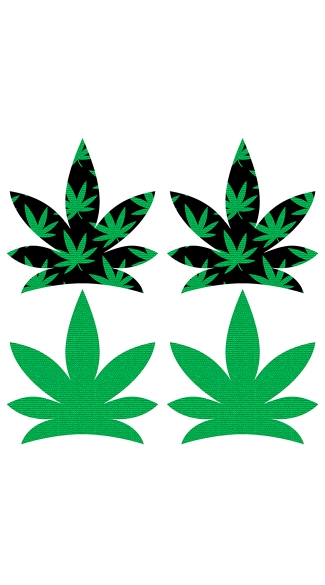 Up In Smoke Leave Pasties, marijuana leaf nipple pasties, Pot Leaf Nipple Pasties
