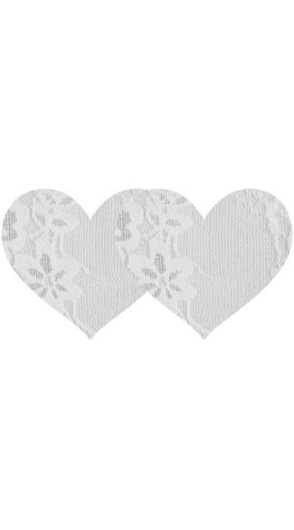White Lace Heart Pasties, White Floral Lace Pasties, Floral Lace Heart Pasties