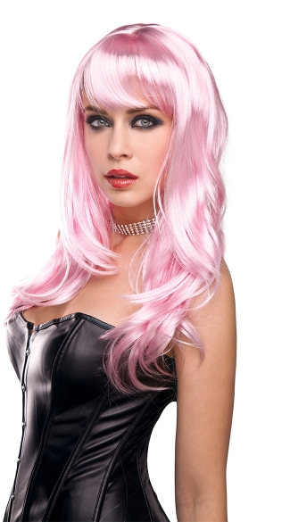 Candy Pink Explosion Wavy Wig, Pink Wavy Wig, Sexy Cotton Candy Wig