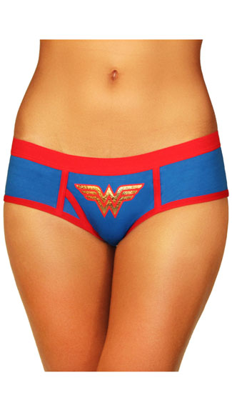 Plus Size Wonder Woman Boyshort Panty, Plus Size Blue and Red Panty, Plus Size Wonder Woman Panty