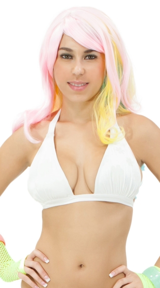 Daisy Printed Glow in the Dark Banded Halter Top, Glow in the Dark Halter Swimsuit Top