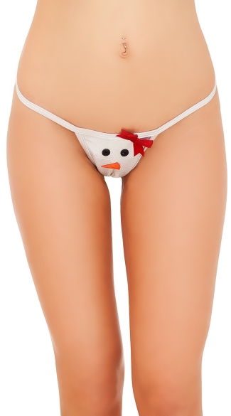 Open Crotch Frosty G-String, Sexy Holiday G-String, Holiday Crotchless Panty