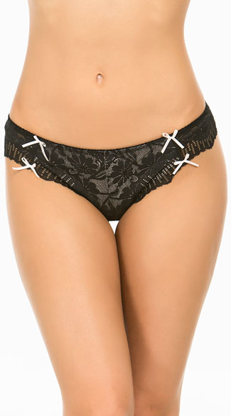 You\'re Cut Off Black Bikini Panty, Black Lace Panty, Sheer Lace Panty
