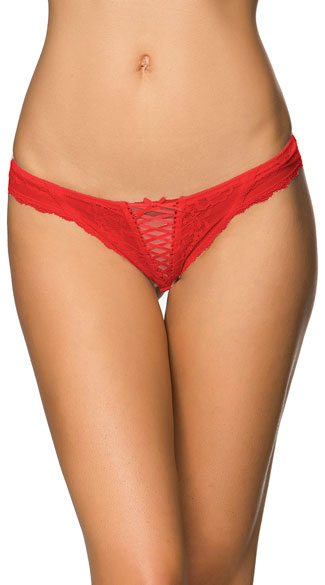 Lace Night Red Thong Red La