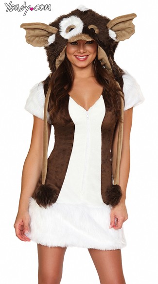 Critter Dress, Furry Costume Dress, Brown and White Furry Dress
