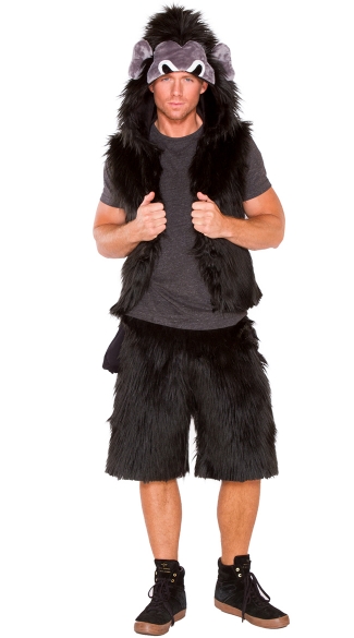 Men\'s Furry Gorilla Vest, Gorilla Costume, Men\'s Gorilla Halloween Costume, Men\'s Furry Gorilla Shorts, Gorilla Costume, Gorilla Halloween Costume