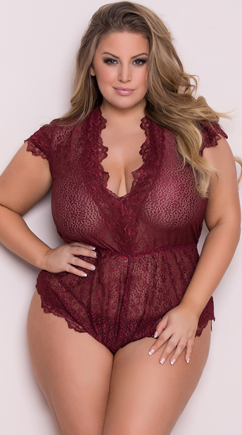 Yandy Plus Size Dreamy Lounge Romper, plus size sheer lace romper - Yandy.com
