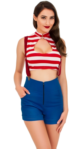 Striped Sailor Costume, Red and White Sailor Costume, High Waisted Sailor Costume