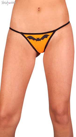 Plus Size Halloween Bat Thong, Plus Size Orange Thong