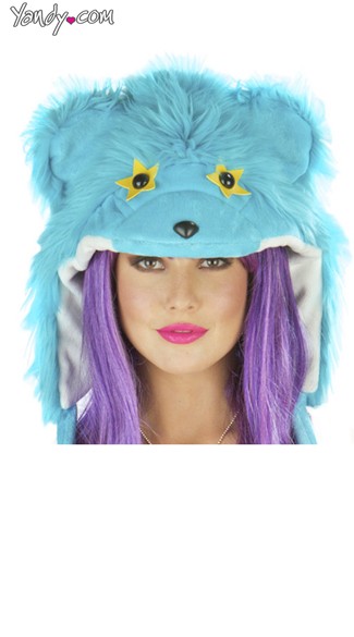 Turquoise Rave Bear Hood