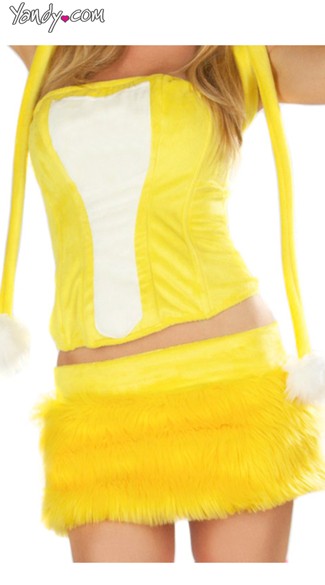 Yellow Rave Bear Corset and Skirt