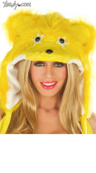 Yellow Rave Bear Hood