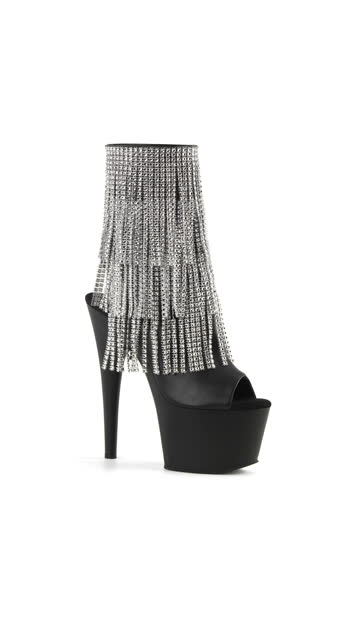 7\" Rhinestone Fringe Ankle Boot, Fringe Ankle Boot, Fringe Boots