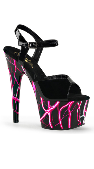 7\" UV Reactive Electric Sandals, Lightning Sandals, UV Reactive Shoes