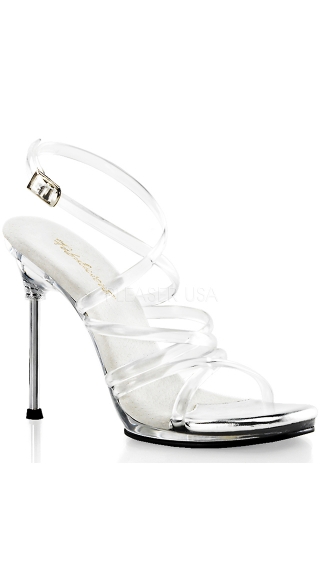 Clear Criss Cross Ankle Strap Sandal, Strappy Clear Sandals, Clear High Heels