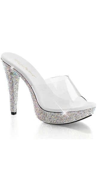 clear strap embellished heels