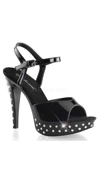 5\" Heel with Rhinestone Studded 1\" Platform, Sexy Rhinestone Platform Sandal
