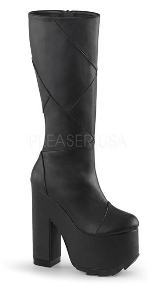 leather knee high boots with block heel