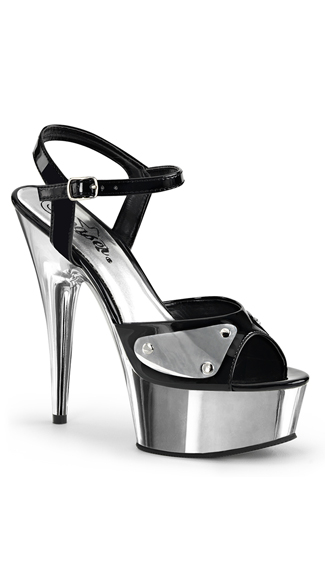 6\" Simulated Metal Chrome Sandals, Chrome Sandals, Metal Sandals
