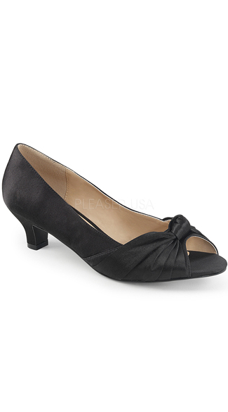 2\" Peep Toe Bow Pump, Satin Pump - Yandy.com