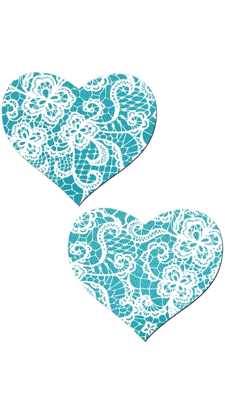 Blue and White Satin Heart Pasties, Blue Pasties, Heart Pasties